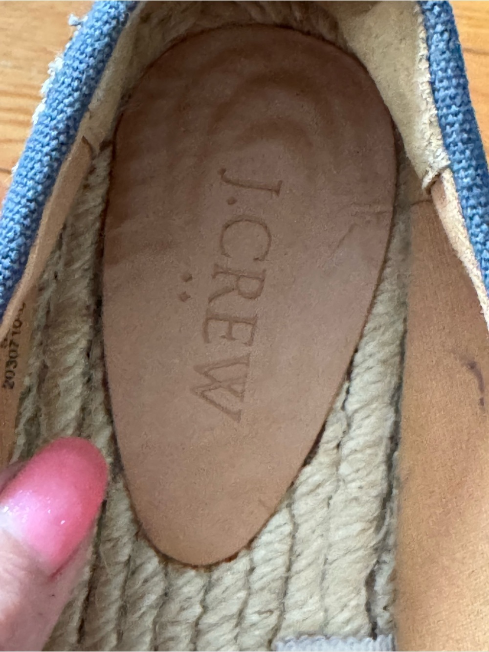 J. Crew Blue Canvas Espadrilles with Tan Insole Size 7 - Picture 2 of 4